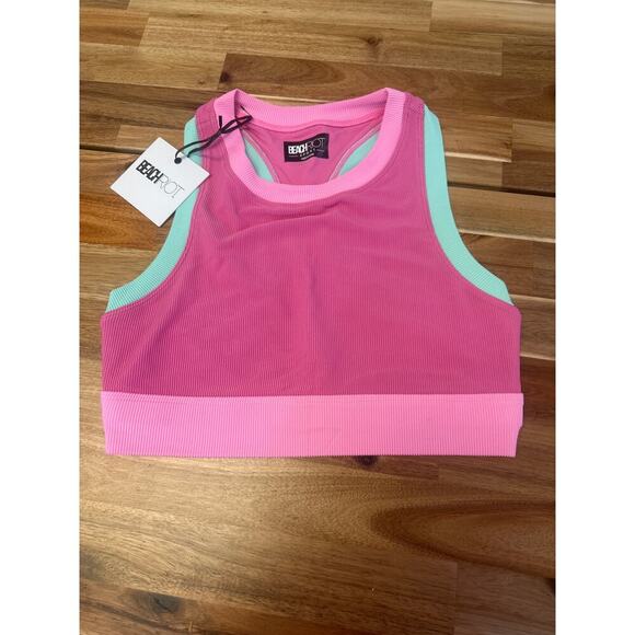 Beach Riot Activewear Top Cropped NWT Bright Pink Women’s Medium - Picture 2 of 5